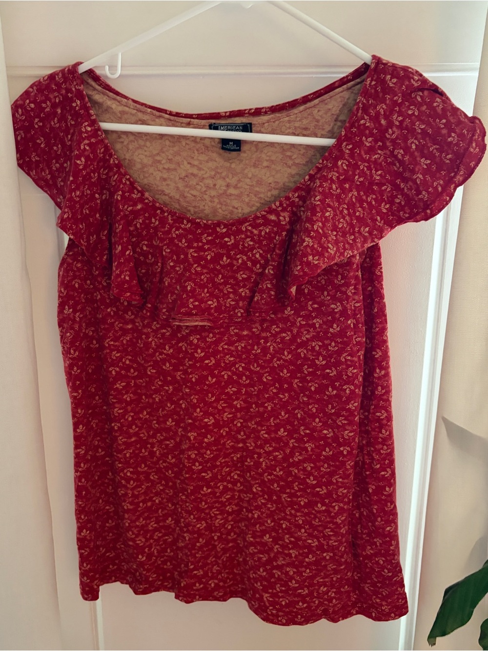 American Living Red Floral Blouse Size M